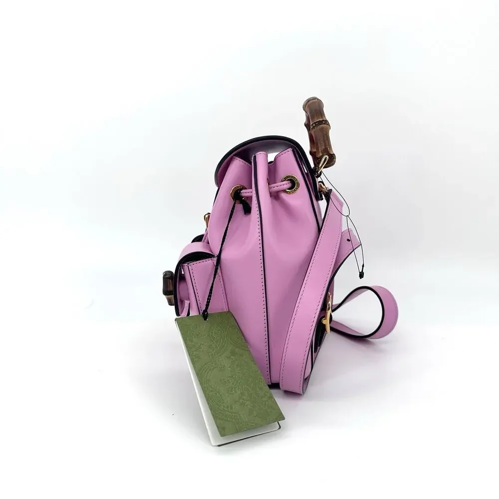 NIB Gucci Bamboo Backpack Pink Smooth Leather Top Handle $3,980 - Picture 9 of 16